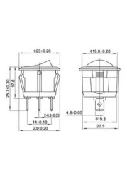 10pcs 23mm Black Round 3 Pin 10A/125V 6A/250V AC 3 Position SPDT ON-OFF-ON Rocker Switch Snap