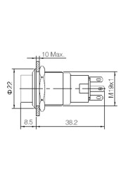 19mm 2 3 position switch push button switch DPDT metal selector rotary switch with waterproof stainless steel