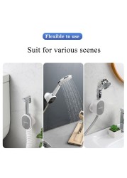 No Punch Shower Head Base Universal Shower Head Holder Wall Mounted 360 Degree Adjustable Shower Stand Fixed Base Bathroom Accessories