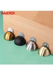 NAIERDI Stainless Steel Rubber Magnetic Door Stopper Non Punching Sticker Hidden Door Holders Floor Mounted Nail-Free Door Stops