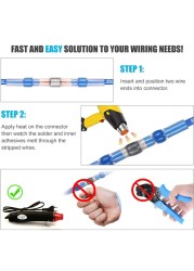 100/800pcs Heat Shrink Butt Terminals Crimp Terminal Solder Seal Waterproof Electrical Wire Twisting Cable Kit With Mini Heat Gun