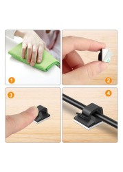 100pcs Self Adhesive Permanent PA Solid Cable Clip Removable Wall Space Saving Fixing Window Car Desktop R Shape Home Office