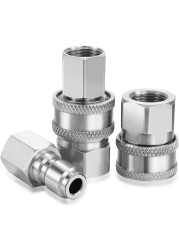 2 Set NPT 3/8 Inch Pressure Washer Adapter Stainless Steel Male And Female Quick Connect Kit Washer Adapter