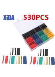 530pcs Heat Shrink Tubing Insulation Shrinkable Tube Electronic Assortment Polyolefin Wire Cable Sleeve Kit Heat Shrink Tube