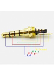 7pcs Copper Gold Plated 1/8" 3.5mm Male Mini Jack Plug soldering 4 pole plug Repair Headphone Cable Solder