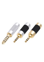 4pcs carbon fiber 2.5mm 3 pole 4 pole stereo male plug right angle 4.4mm 5 pole jack connector