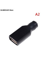 1pc Female Jack to USB 2.0 Male Plug/Female Jack 5V DC Power Plugs Connector Portable Adapter Black Color 5.5*2.1mm