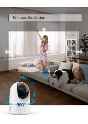 Eufy Security 2K Pan and Tilt Indoor Camera, Plug-in Security Indoor Camera with WiFi, Human and Pet AI, Voice Assistant Compatibility