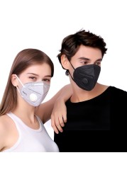 5 Layer KN95 Black Valve Mask ffp2 Respirator Mask Mascarillas FPP2 homology ada Respirator Adult Face Mask FFP2 маск for Women KN95 Filter