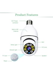 1080P Wireless 360 Rotate Auto Tracking Panoramic Camera Light Bulb WiFi PTZ IP Camera Remote Security Security e27lamp Interface