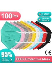 Colores masks ffp2 KN95 mascarilla ffp2 homolucada spain ffp2fan 5 layers CE adult fpp2 approved ffp mask 2 mascherina ffpp2