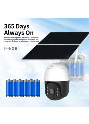 Gadinan Solar Power IP CCTV Camera 4G 1080P PTZ Rechargeable Outdoor Two Way Audio Security Protection Camera with TF Card