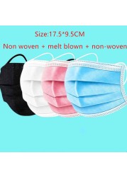 Nonwoven Disposable Masks 3 Layers Face Mask Breathable Disposable Mouth Mask Adult Mascarilla Mask 18 Hours Shipping