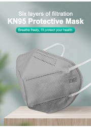 6 layer masks ce ffp2 mascarillas KN95 respirator mask activated carbon gray mask reusable dust ffp2 muffle mask ffp3