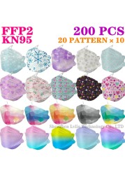 KN95 FFP2 CE 80 Unique Print Beauty Wholesale Fish Mask Mascarillas Protective Breathing Anti Fog Adult Colorful Masques