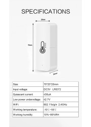 Aubess Tuya Remote Temperature Humidity Sensor by Tuya Smart Life APP Smart Home Battery Powered Alexa Google