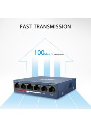 Hikvision 100Mbps Fast Ethernet Unmanaged PoE Switch DS-3E0106P-E(4POE+2CH) and DS-3E0110SP-E(8POE+2CH) RJ45 Port DC 48V Camera