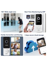 AXNEN T9 Video Doorbell WiFi Outdoor Doorbell Battery Intercom For Smart Home Wireless Door Phone Call With Surveillance Camera