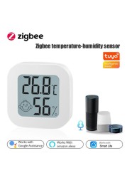 Tuya Zigbee Temperature Humidity Sensor Tuya Smart Life App Remote Voice Control LCD Display Works with Alexa Google Home