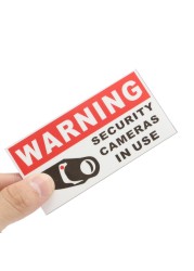 5pcs Security Camera In Use Waterproof Self-adhesive Warning Stickers Safety Signs Decal Reflective Tape Decoration