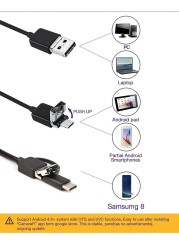 USB Endoscope Type C Borescope for OTG Android Phone Windows PC Macbook 7mm Inspection Snake Camera Waterproof Semi-Rigid Cord