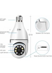 E27 Bulb Wireless Surveillance Camera WiFi PTZ IP Camera 1080P Night Vision Full Color Automatic Human Tracking Mini Camera