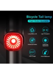 Awapow Bicycle Brake Tail Light Smart USB Charging Cycling Light IPX6 Waterproof LED Smart Safety Brake Auto Sensor Bike Lamp