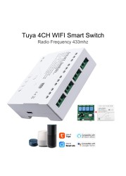 2022 New Tuya WiFi Smart Switch 220V 4CH RF Circuit Breaker Relay Light Smart Home Controller with Alexa Google Home Key Chain