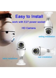 1080P Wireless 360 Rotate Auto Tracking Panoramic Camera Light Bulb WiFi PTZ IP Camera Remote Security E27 Cam