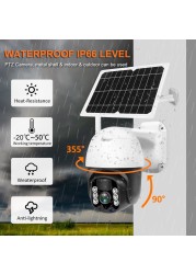 Solar PTZ IP WIFI HD 3MP/8W Outdoor Security Camera Wireless Security Device With Rechargeable Battery