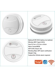 Tuya WiFi Smart Smoke Sensor Detector Smart Home Fire Alarm Smoke Detector WiFi Fire Protection Security Alarm Smart Life APP