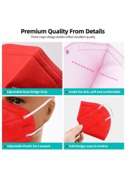 10-200pcs adult face mask colors CE ffp2fan KN95 5 ply certified reusable respirator KN95 mascarilla fpp2 homology ada FFP3 FFPP2