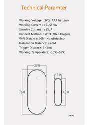 Aubess Tuya Smart WiFi Door Sensor Compatible with Alexa/Google Home/Smart Life APP Door Open/Closed Security Alarm Detector