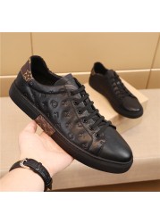 High quality men's leather shoes luxury brand casual and comfortable men's shoes lace-up fashion flat shoes sneakers