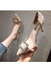 Luxury Women Pumps 2022 Transparent High Heels Sexy Pointed Toe Slip On Party Wedding Brand Elegant Shoes For Lady Size 34-43