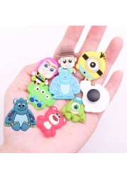 Wholesale 50pcs Cartoon Bear Animals Character Plastic Shoes Magic Shoe Accessories DIY Kids Hole Slippers Wristbands Shoes Croc Jibz