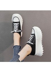 Fujin 5.5cm Genuine Leather Platform Chunky Wedge Shoes Sneaker White Casual Shoes Comfortable Breathable Spring Autumn Shoes