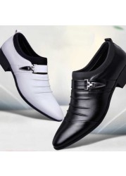 Men Leather Shoes Casual Shoes Slip On Business Dress Shoes All-match Wedding Shoes Plus Size Zapatos De Hombre