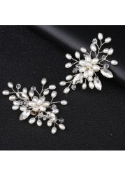 2pcs/pair Elegant Fashion Rhinestone Pearl Shoes Clips Female Flower Dress Hat Wedding Party High Heels Charm Ornaments