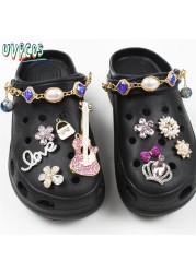 1 Set JIBZ Crocs Charms Designer Luxury Croc Charms for Girls Flower Shoes Rhinestone Accessories Anime Crocs Decoration New