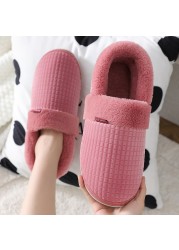 Home Shoes for Men Winter Warm Furry Short Plush Mens Slippers Non-slip Bedroom Shoes Couple Soft Indoor Shoes Male Plus Size 47