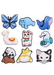 Single Sale 1pc Animals Whale Panda Cat Shoes Charms Accessories Plastic Embellishments Croc jibz Buckle For Kids Christmas Gifts