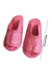 Small floral slippers pastoral fabric soft-soled household cotton slippers warm breathable non-slip light beautiful cotton slippers