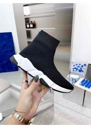 2022 Newest Knitted Women Shoes Running Shoes Women Breathable Chaussure Femme Zapatillas Mujer High Top Ladies Shoes