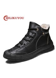 Milgc you Men Winter Boots Men Snow Boots Waterproof Boot Man Keep Warm Black Leather Sneakers Male Luxury Ankle Botas 2021