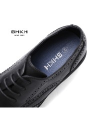 BHKH 2022 Genuine Leather Dress Shoes Comfortable Men Casual Shoes Smart Business Office Work Lace-up Men Shoes