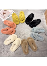 Furry Slippers Fur Slides For Women Faux Fur Sliders Out Keep Warm Shoes Woman Strap Shoes Female Casual Flat Home Shoes