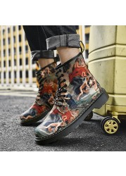 Women's shoes street fashion couples shoes high quality graffiti printing Martin boots outdoor ankle boots casual shoes for women