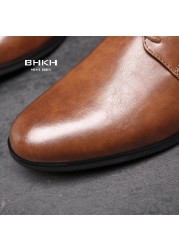 BHKH 2022 Mens Formal Dress Shoes Spring Autumn Lace Up Men Wedding Shoes Smart Business Office Work For Men Shoes