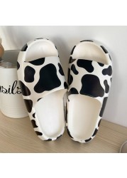 Cute Cow Slippers Female Summer Home Indoor Slippers Slides Non-slip Bath Shoes Beach Sandals Outdoor Comfortable Platform